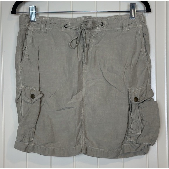 J. Crew Skirt Utility Cargo Y2K Granola Girl Gorpcore Linen Silk sz 4‎ - Picture 1 of 3